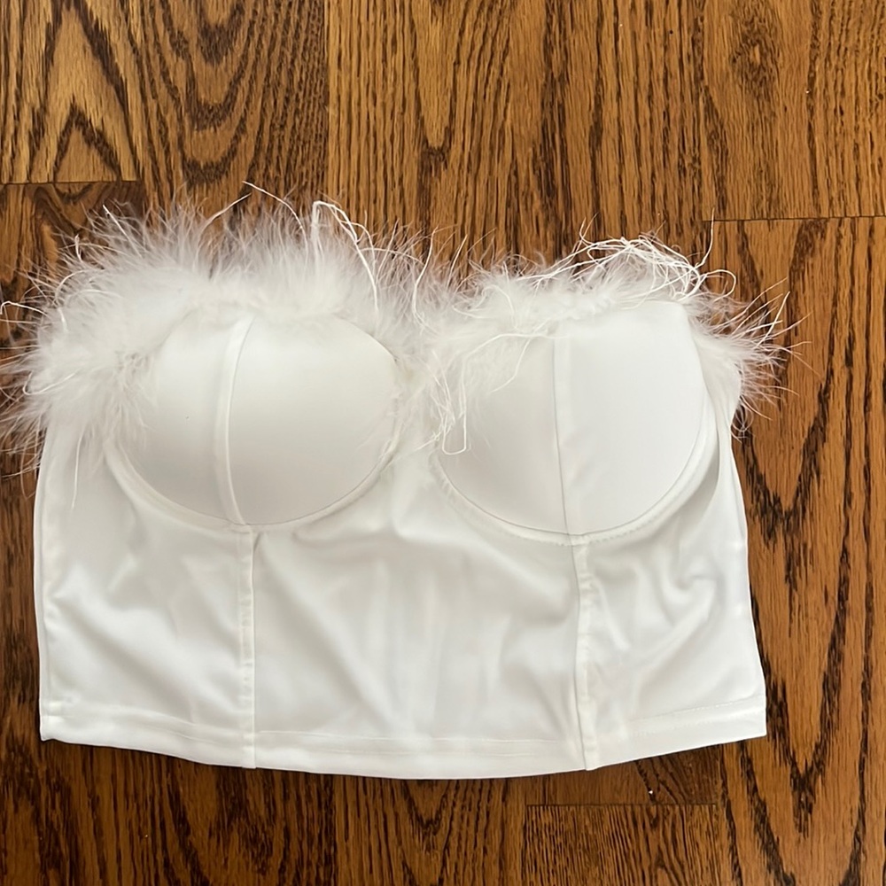 Fuzzy trim corset